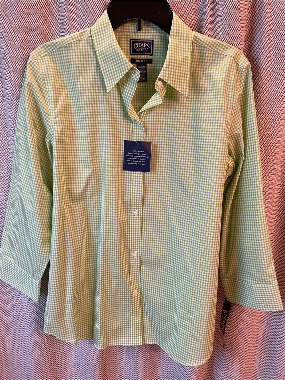 Chaps Women’s Light Green Gingham Button-Down Shirt
